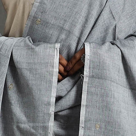 Grey - assam weave thread buti cotton handloom dupatta 20