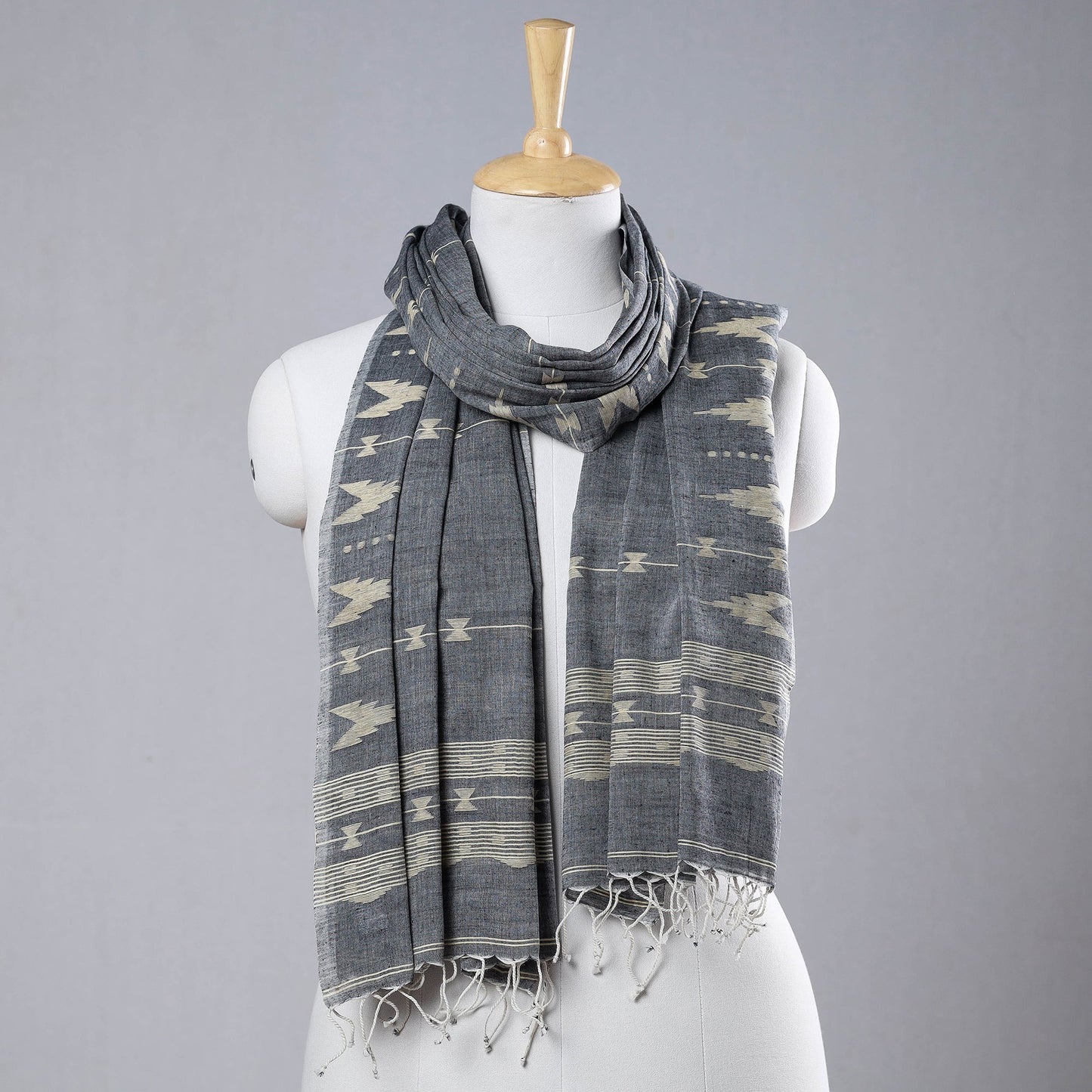  Authentic Dhakai Muslin Jamdani Handwoven Pure Cotton Stole Online 