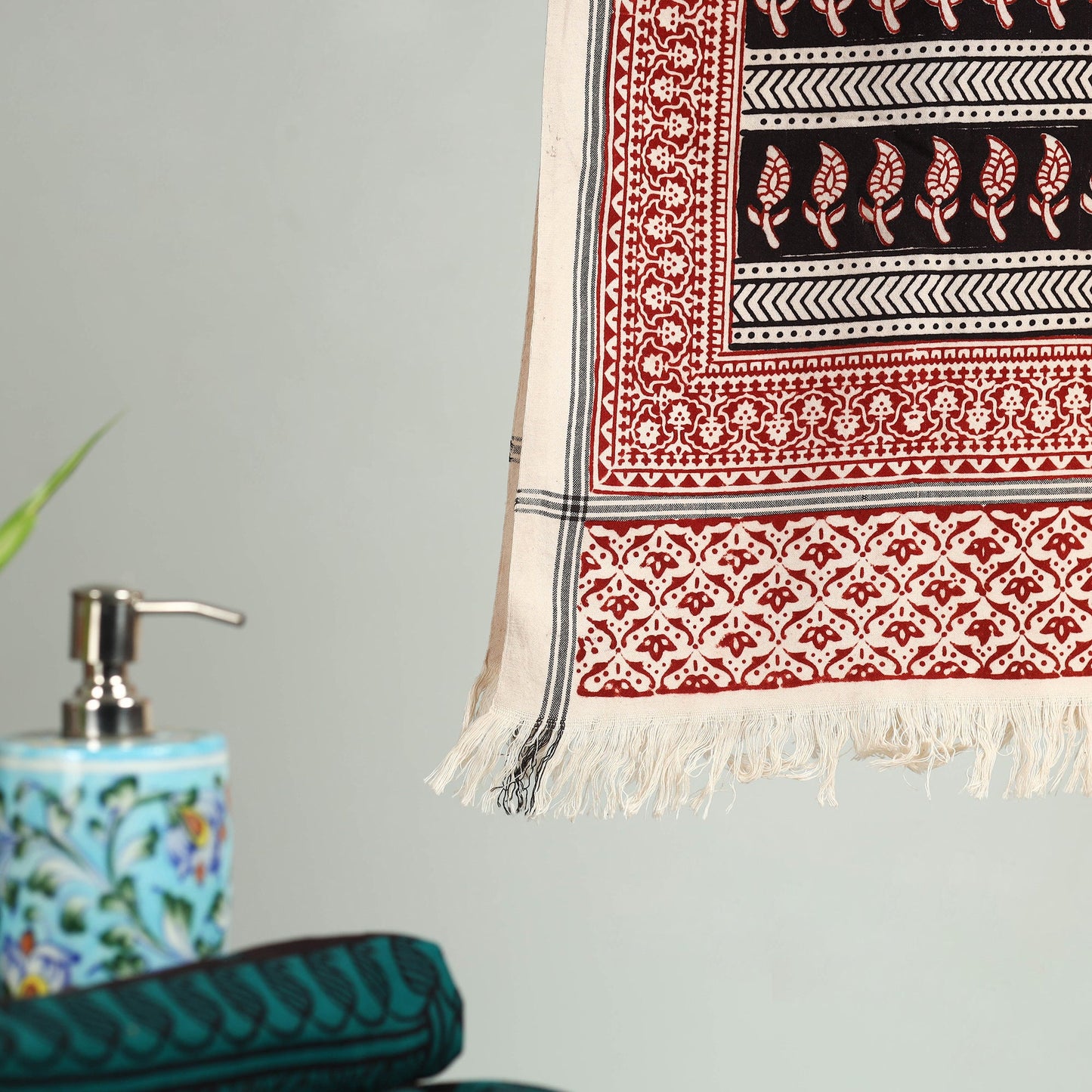 Grey Bagh Hand Block Print Cotton Handloom Towel