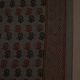 Grey Bagh Hand Block Print Natural Dye Stripe Cotton Fabric