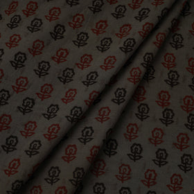 Grey Bagh Hand Block Print Natural Dye Stripe Cotton Fabric