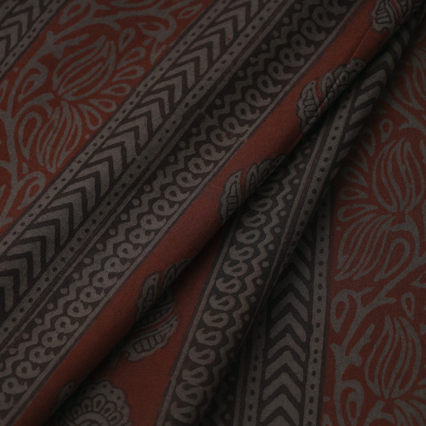 Grey Bagh Hand Block Print Natural Dyed Cotton Fabric