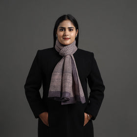 Grey - bagh hand printed merino woollen stole 44