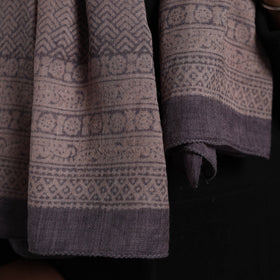 Grey - bagh hand printed merino woollen stole 44