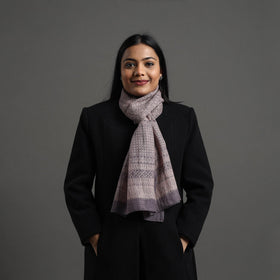  Grey Bagh Hand Block Printed Merino Woollen Stole