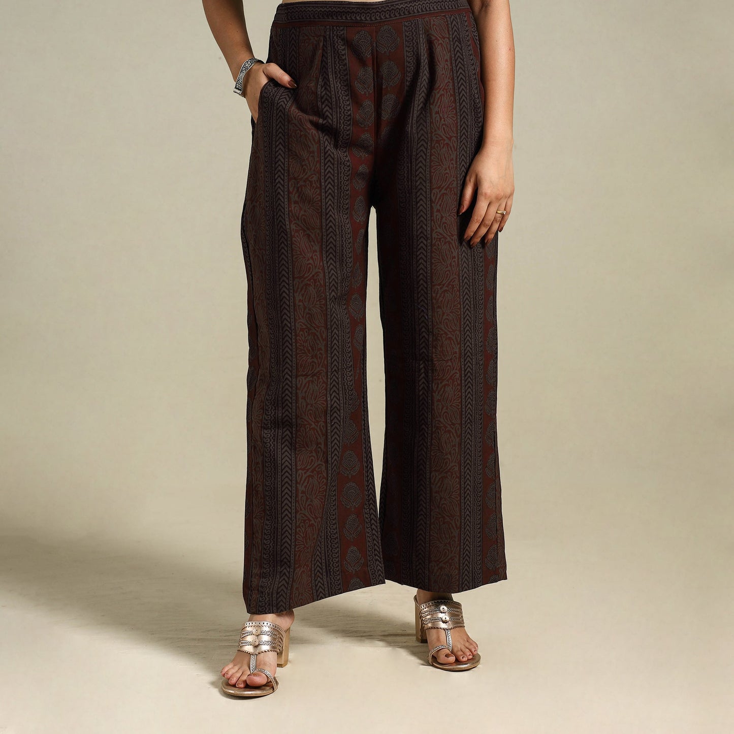 Grey Bagh Block Print Natural Dyed Cotton Palazzo