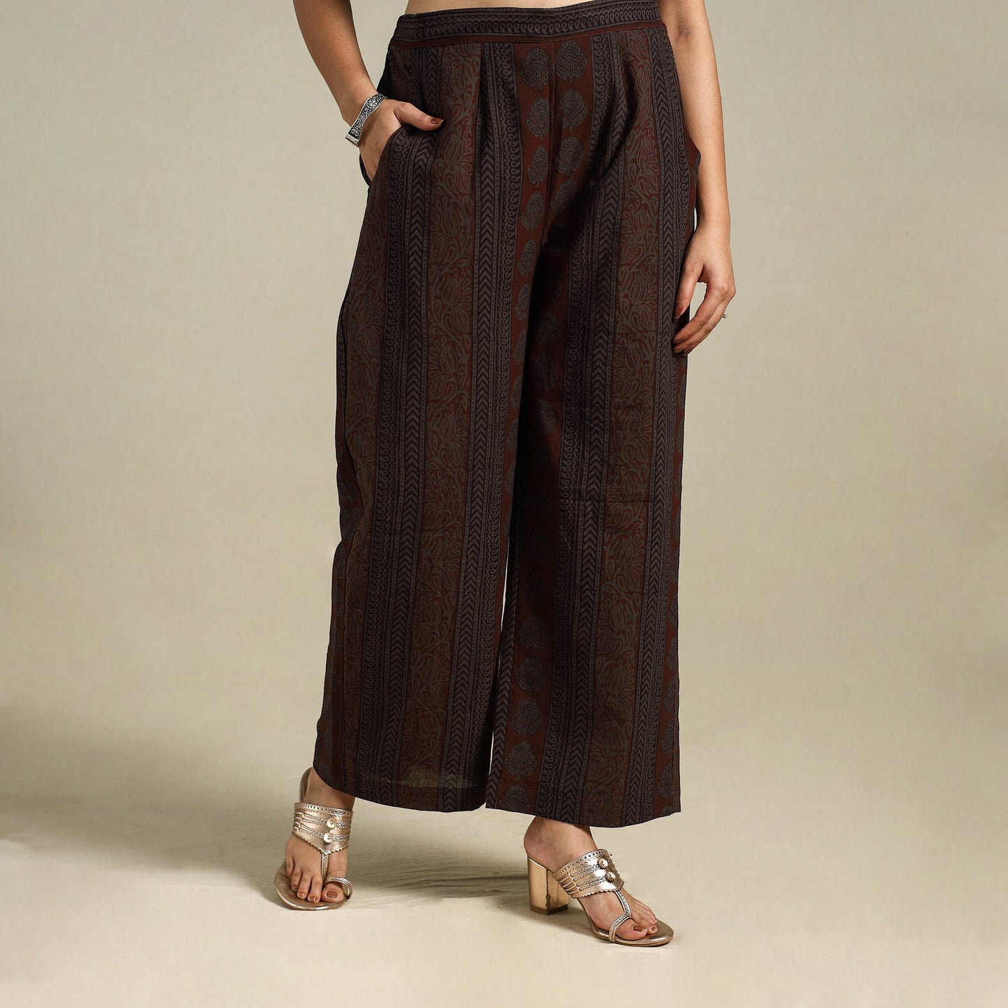 Grey Bagh Block Print Natural Dyed Cotton Palazzo