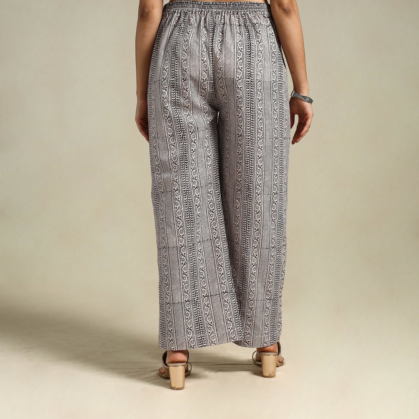 White Bagh Block Print Natural Dyed Cotton Palazzo