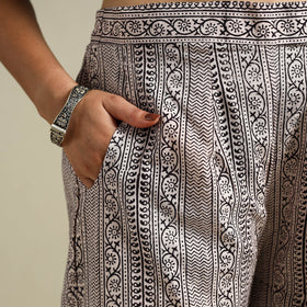 White Bagh Block Print Natural Dyed Cotton Palazzo