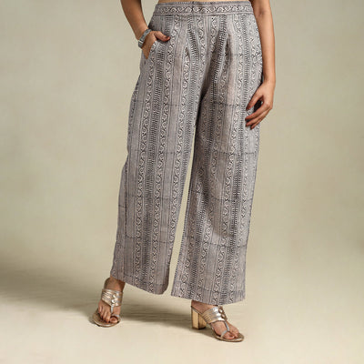 White Bagh Block Print Natural Dyed Cotton Palazzo