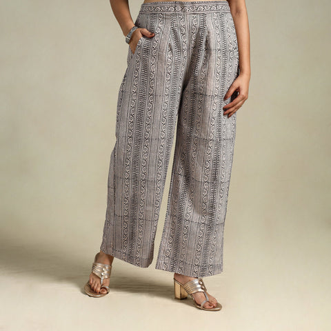 White Bagh Block Print Natural Dyed Cotton Palazzo