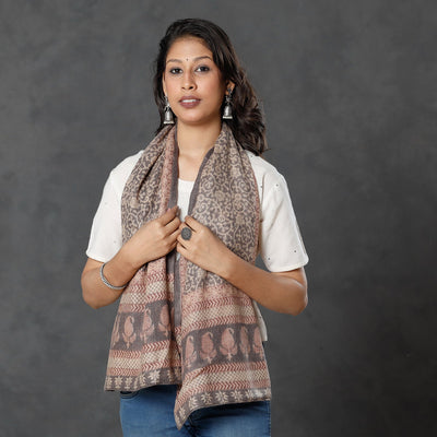  Bagh Block Printed Natural Dyed Woolen Muffler (61 in) 