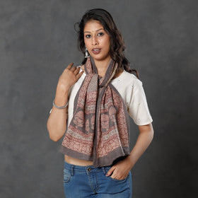  Bagh Block Printed Natural Dyed Woolen Muffler (61 in) 