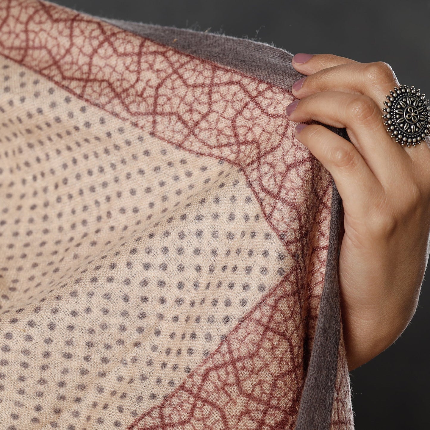  Bagh Block Printed Natural Dyed Woolen Muffler (61 in) 