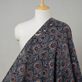 Grey - bagru natural dyed cotton fabric 06 - handcrafted