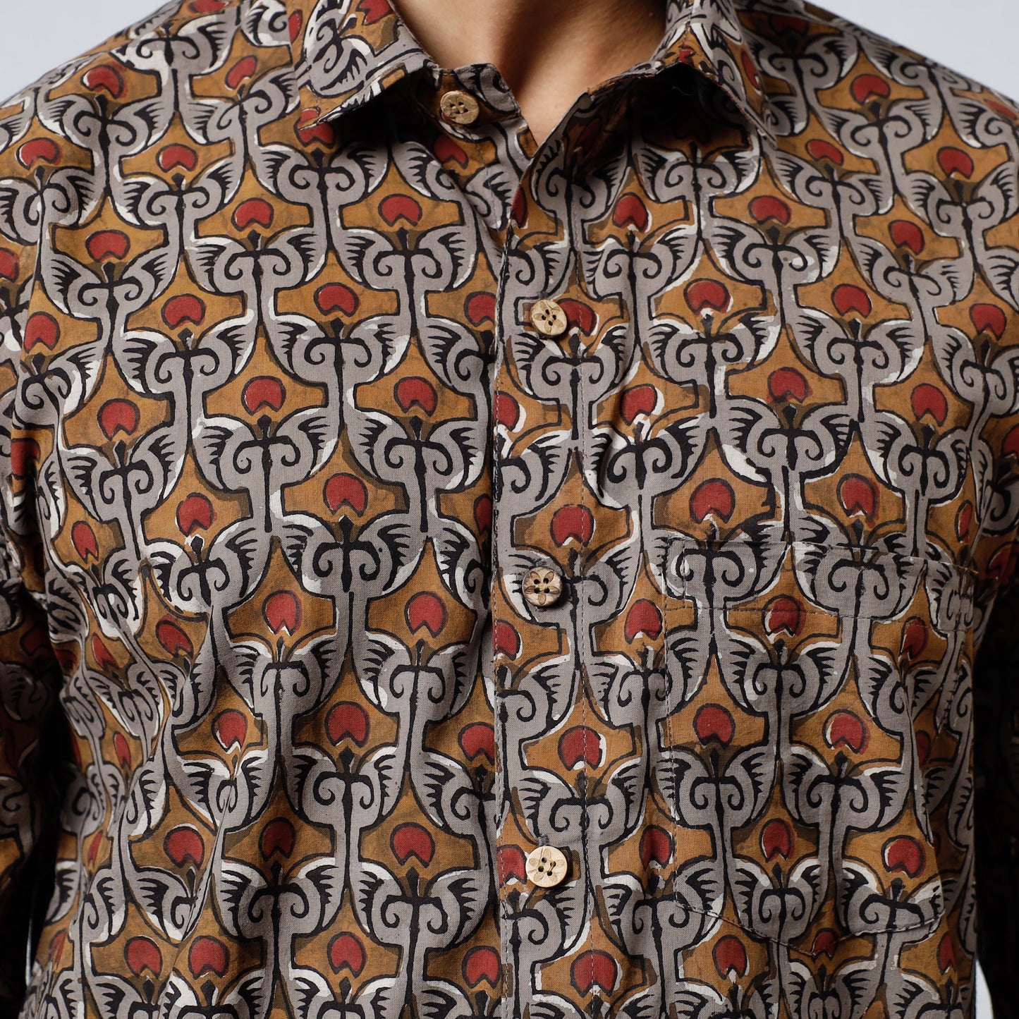 Bagru Block Printed Cotton Men Full Sleeve Shirt