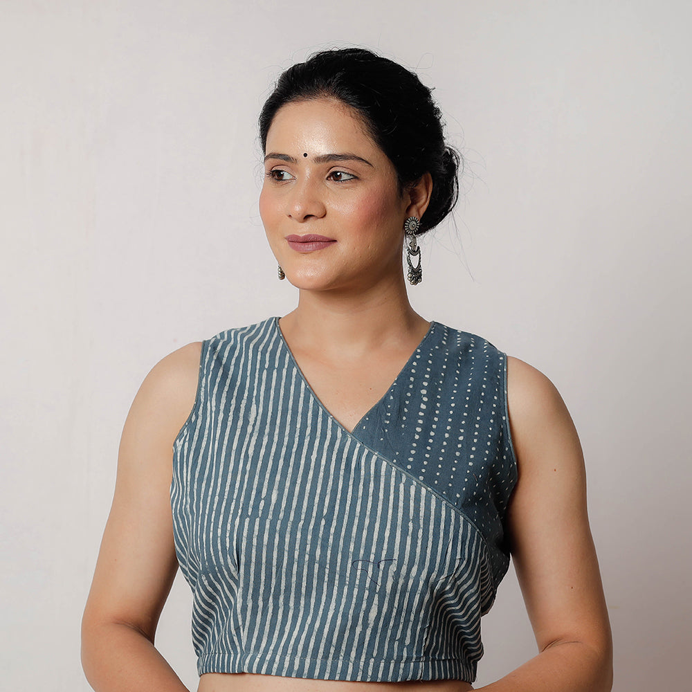 Buy Bagru Dabu Hand Block Printed Cotton Blouse 