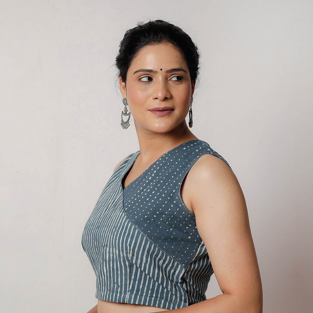 Buy Bagru Dabu Hand Block Printed Cotton Blouse 