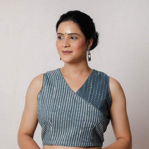 Buy Bagru Dabu Hand Block Printed Cotton Blouse 