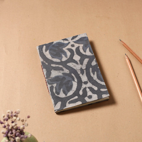 Grey - Bagru Fabric Cover Handmade Paper Notebook Online