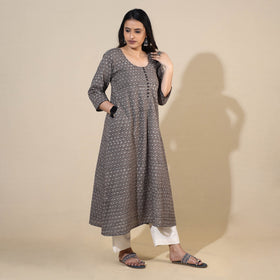 Buy Bagru Hand Block Printed Cotton Long Kurta Online at iTokri.com