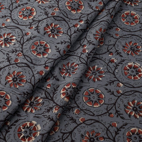 Grey - bagru natural dyed cotton fabric 06 - handcrafted