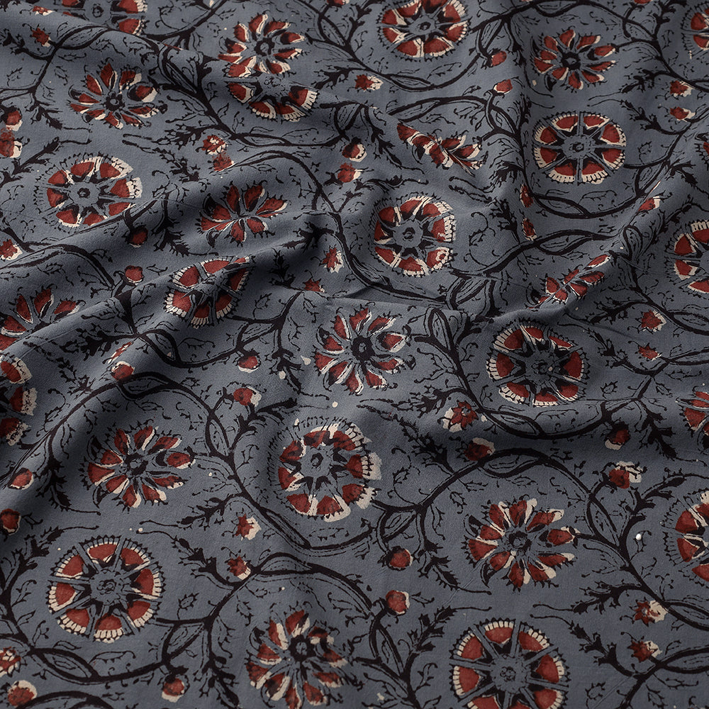 Grey - bagru natural dyed cotton fabric 06 - handcrafted
