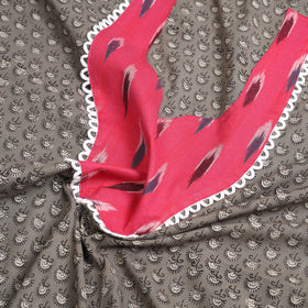 Buy Grey Bagru Print Patchwork Cotton Kurta Material