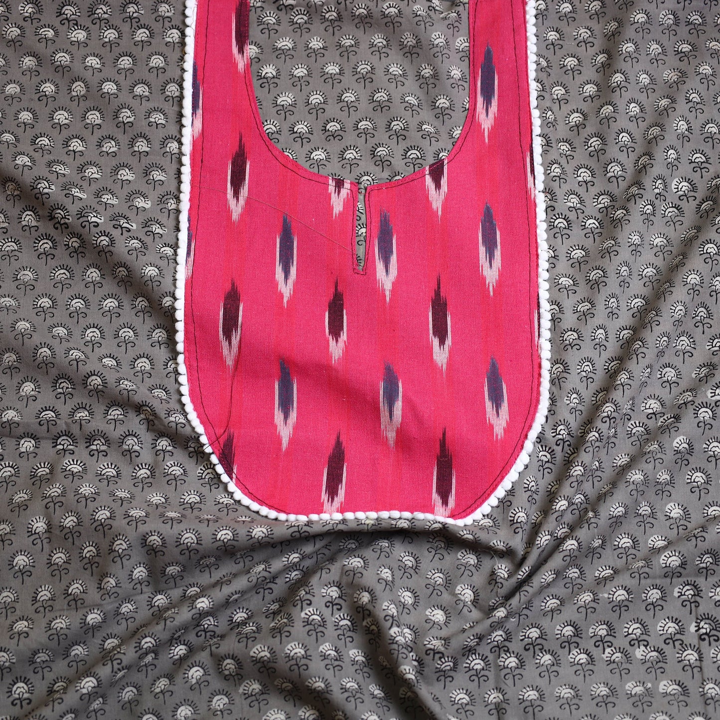 Grey - bagru patchwork cotton unstitched kurta material