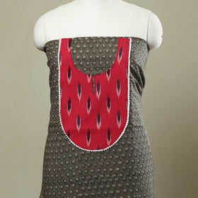 Grey - bagru patchwork cotton unstitched kurta material