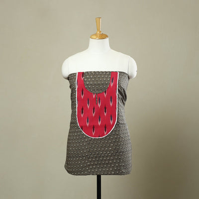 Grey - bagru patchwork cotton unstitched kurta material