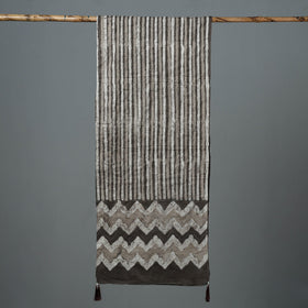  Bagru Block Printed Tagai Work Cotton Stole with Tassels 