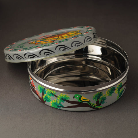 Banaras Handpainted Stainless Steel Chapati Box l iTokri