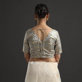 Grey - banarasi brocade semi kinkhab weave silk stitched