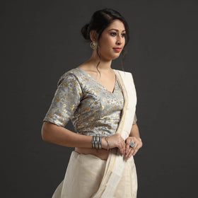 Grey - banarasi brocade semi kinkhab weave silk stitched