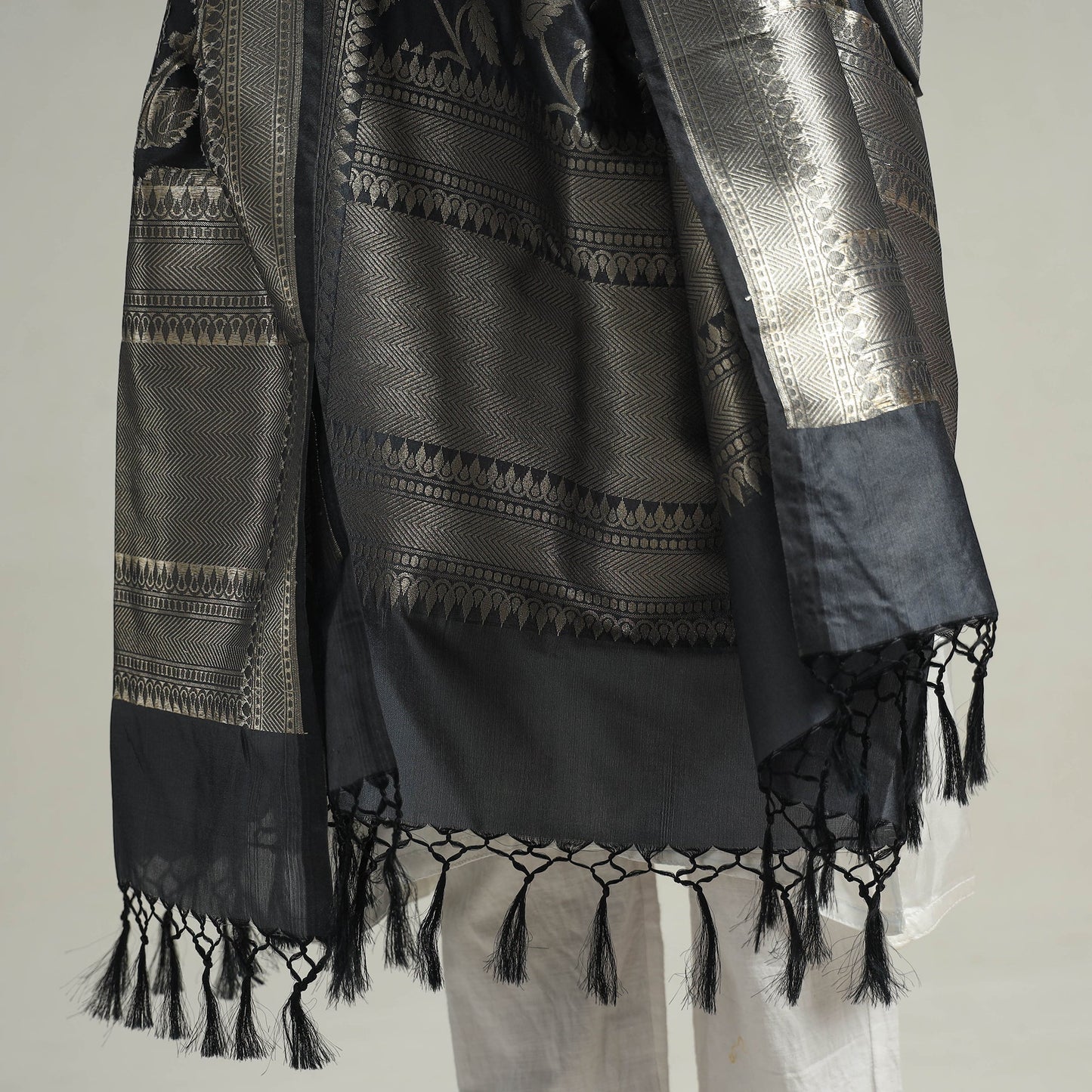  Banarasi Semi Silk Zari Jaal Dupatta with Tassels 10 