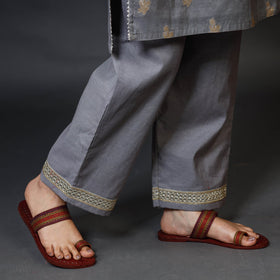 Grey Banarasi Silk Cotton Kurta with Palazzo & Dupatta Set