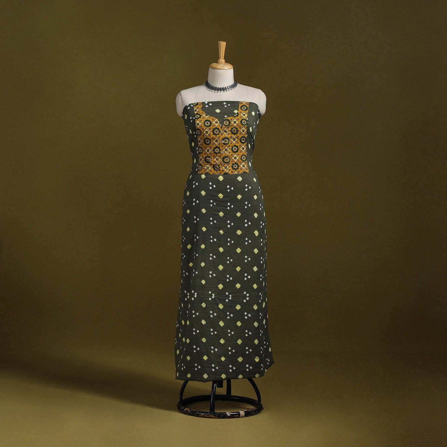 Bandhani patchwork cotton unstitched kurta material (3m) 30