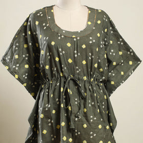  Grey Bandhani Tie-Dye Cotton Kaftan
