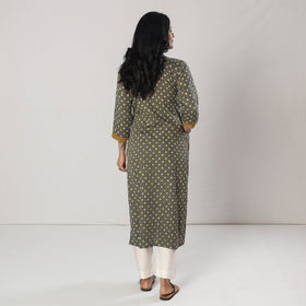  Bandhani Tie-dye Cotton Long Straight Kurta for Women