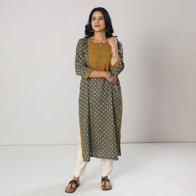  Bandhani Tie-dye Cotton Long Straight Kurta for Women