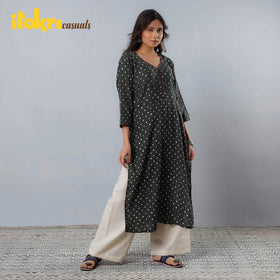  Bandhani Tie-dye Cotton Long Straight Kurta for Women