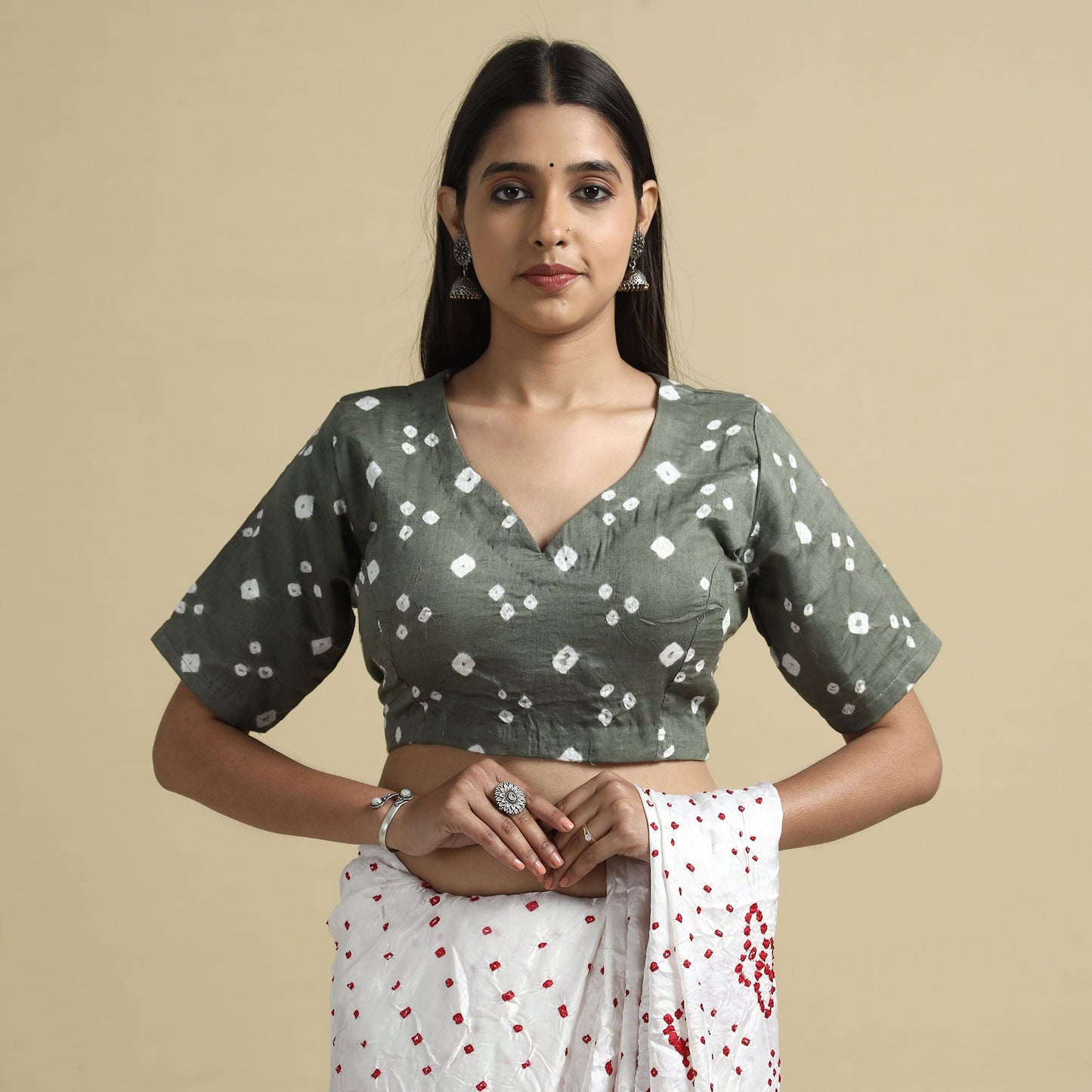 Buy Bandhani Tie-Dye Cotton Stitched Blouse Online at iTokri.com