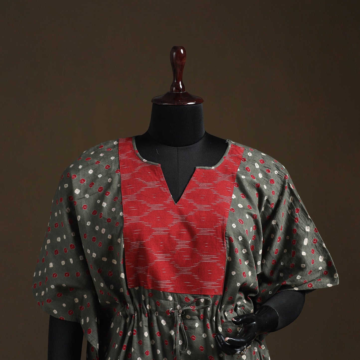 Bandhani tie-dye patchwork cotton kaftan (short) 19