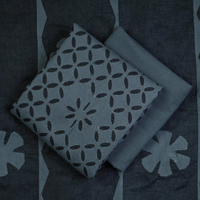  3pc Cut Work Cotton Barmer Applique Dress Material