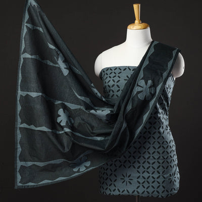  3pc Cut Work Cotton Barmer Applique Dress Material