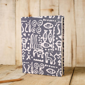 Grey Batik Fabric Cover Handmade Paper Notebook