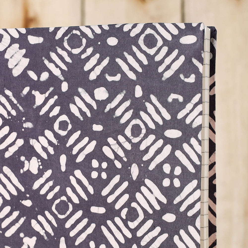 Grey Batik Fabric Cover Handmade Paper Notebook
