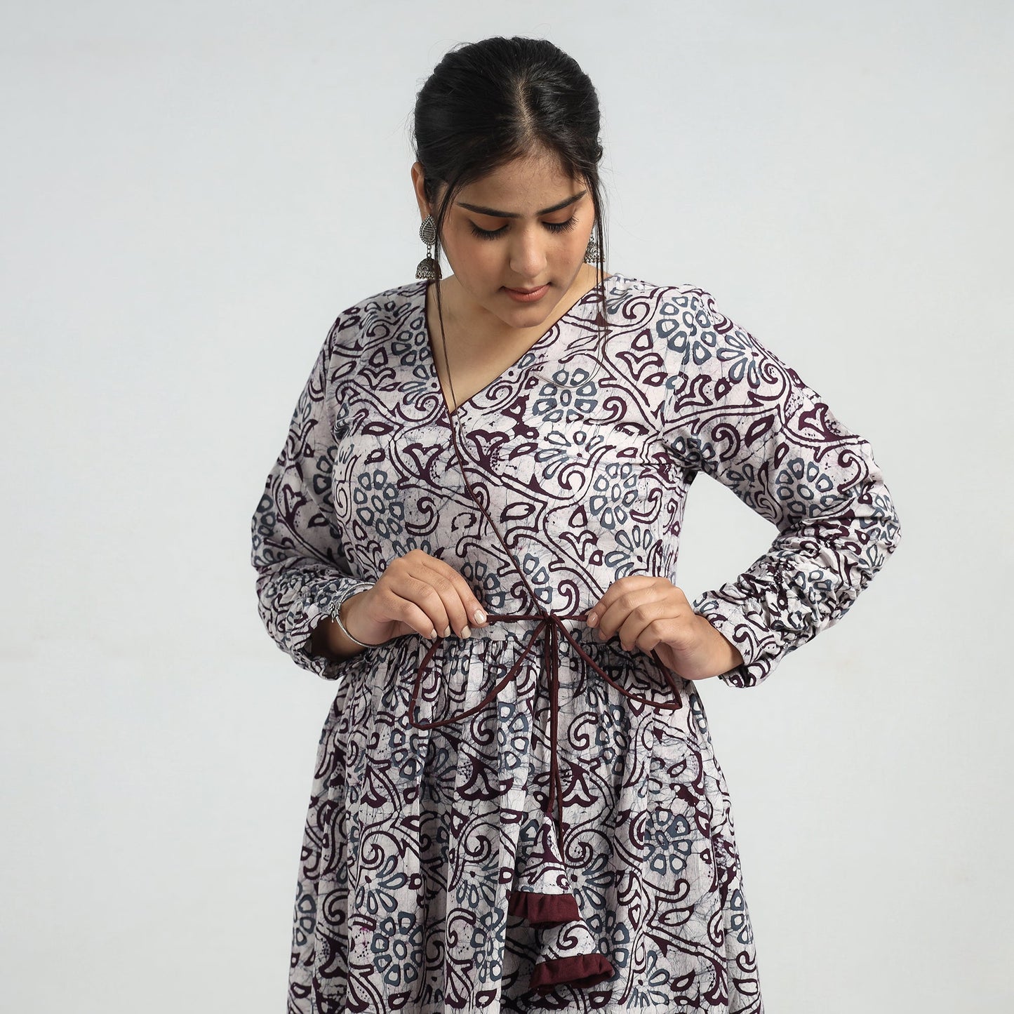Buy Batik Printed Cotton Angrakha Flared Dress Online at iTokri.com