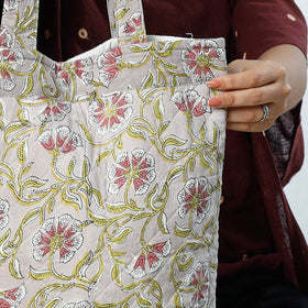 Grey - Handcrafted Quilted Sanganeri Block Printed Shoulder Bag